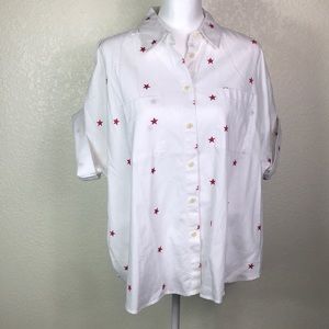 Madewell white and red stars top